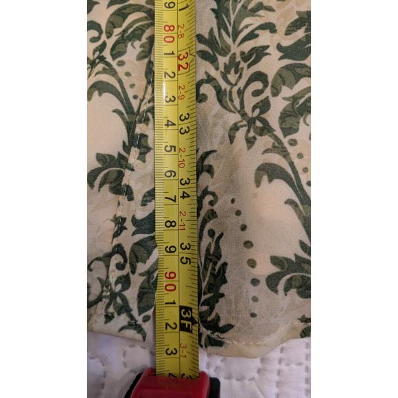 Skies Are Blue Green & Cream Botanical Print Dress, Medium, Lightweight, Flowy - Picture 8 of 8